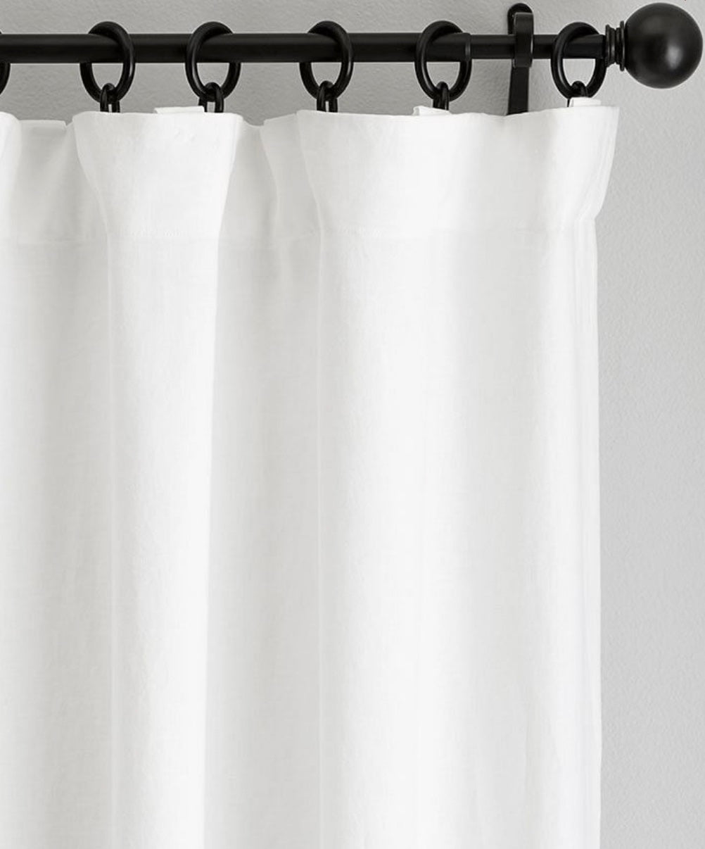 Belgian Flax Linen Blackout Curtain (White, 50"W X 84"L)