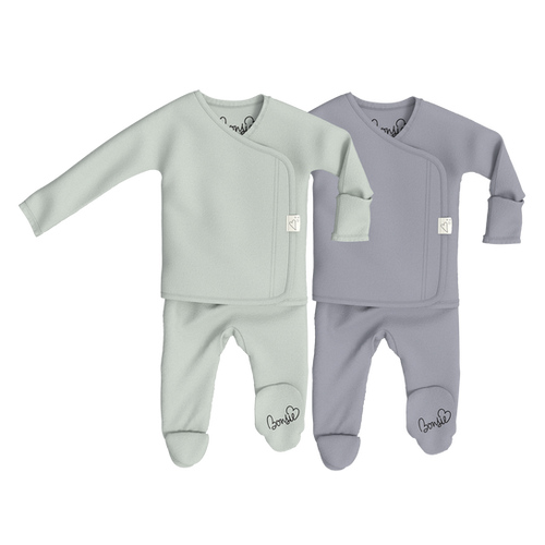 Baby Bundle Footie - Avocado & Fog Twin Pack