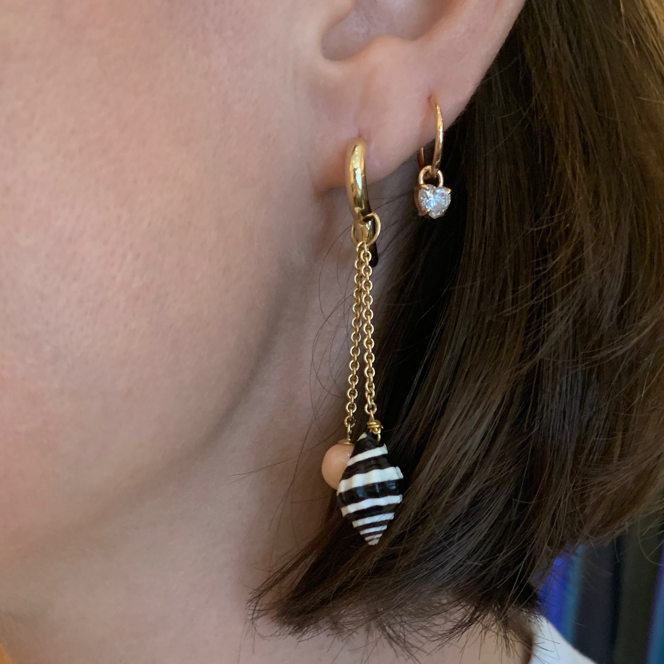 Les Charmantes Coral & Shell Charm Gold Earrings