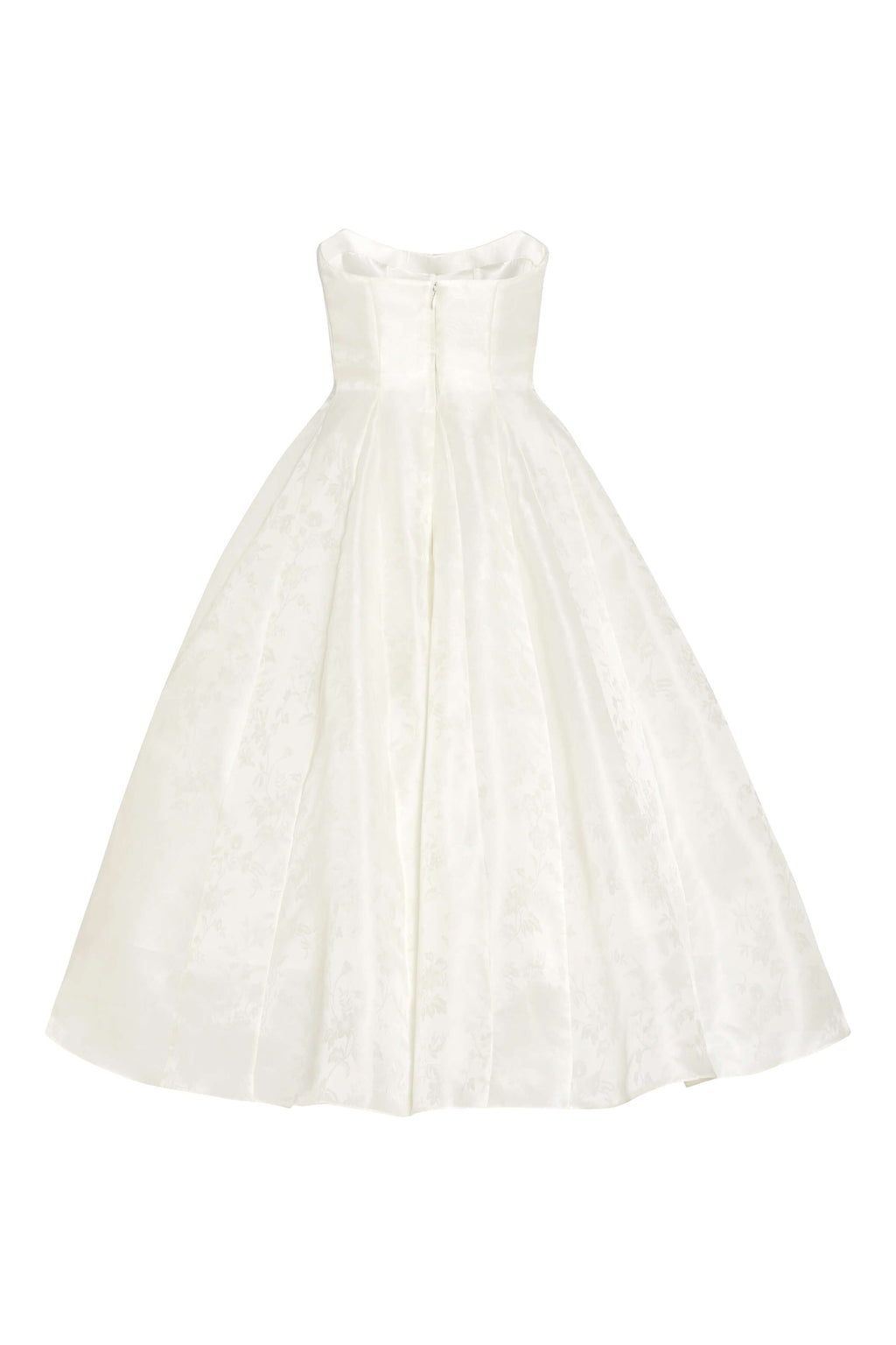 Fiorela White Floral Jacquard Strapless Midi Dress | Over The Moon Fiorela White Floral Jacquard Strapless Midi Dress | Over The Moon
