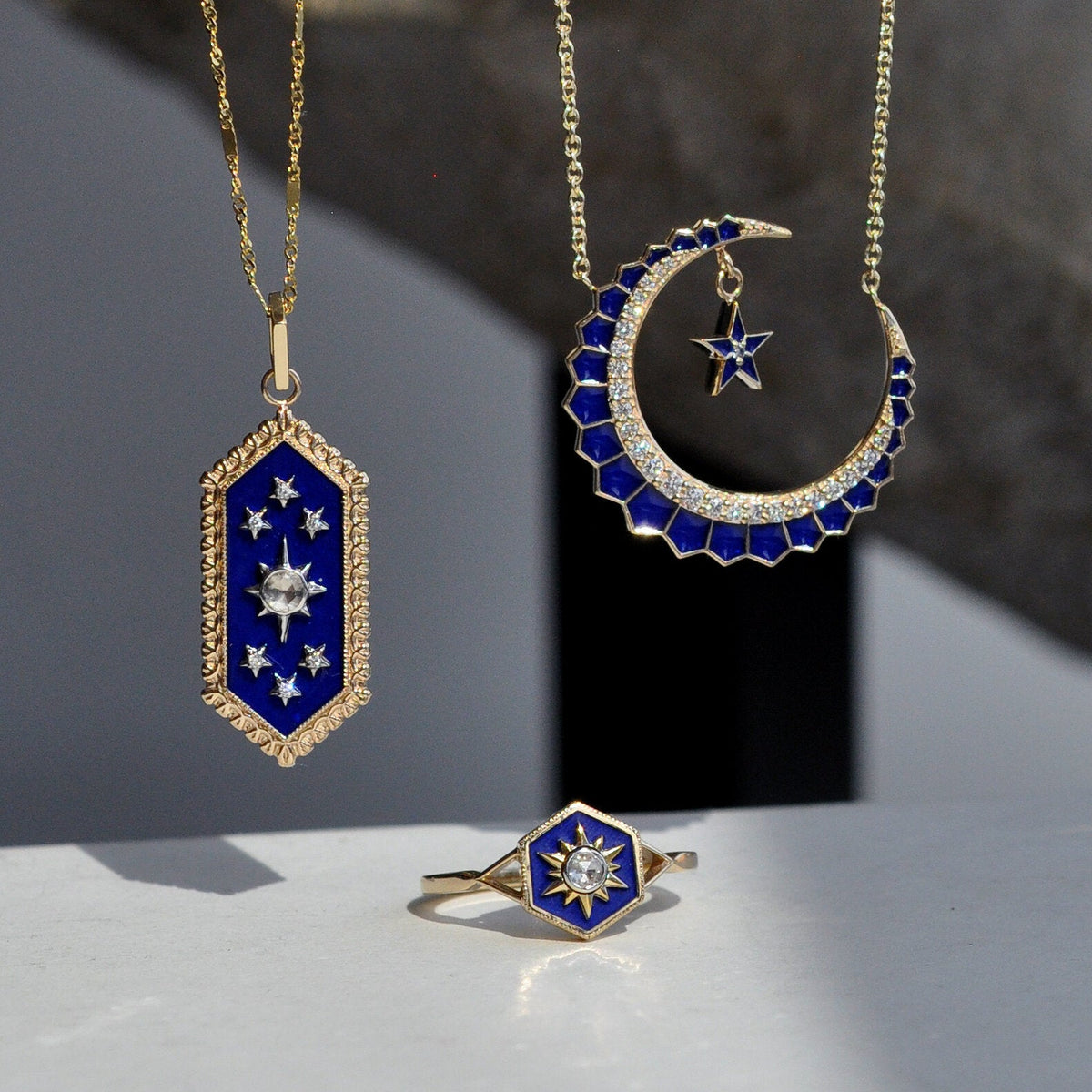 Firmament Crescent Moon and Star Necklace