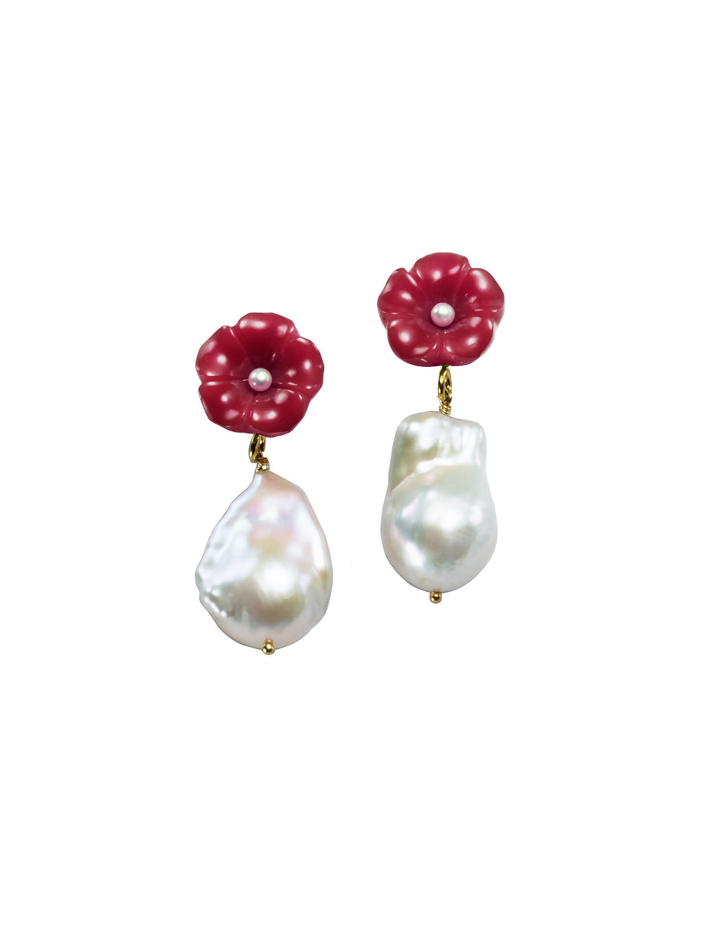 Pearl Drop Earrings in Fuchsia
