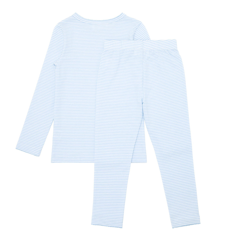 Girls Powder Blue Stripe Pima Pajamas Set