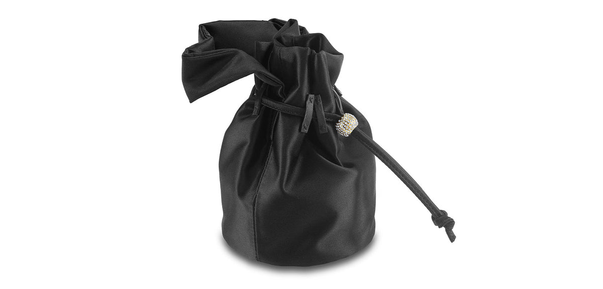 Grace Pouch Petite in Black Diamond Satin