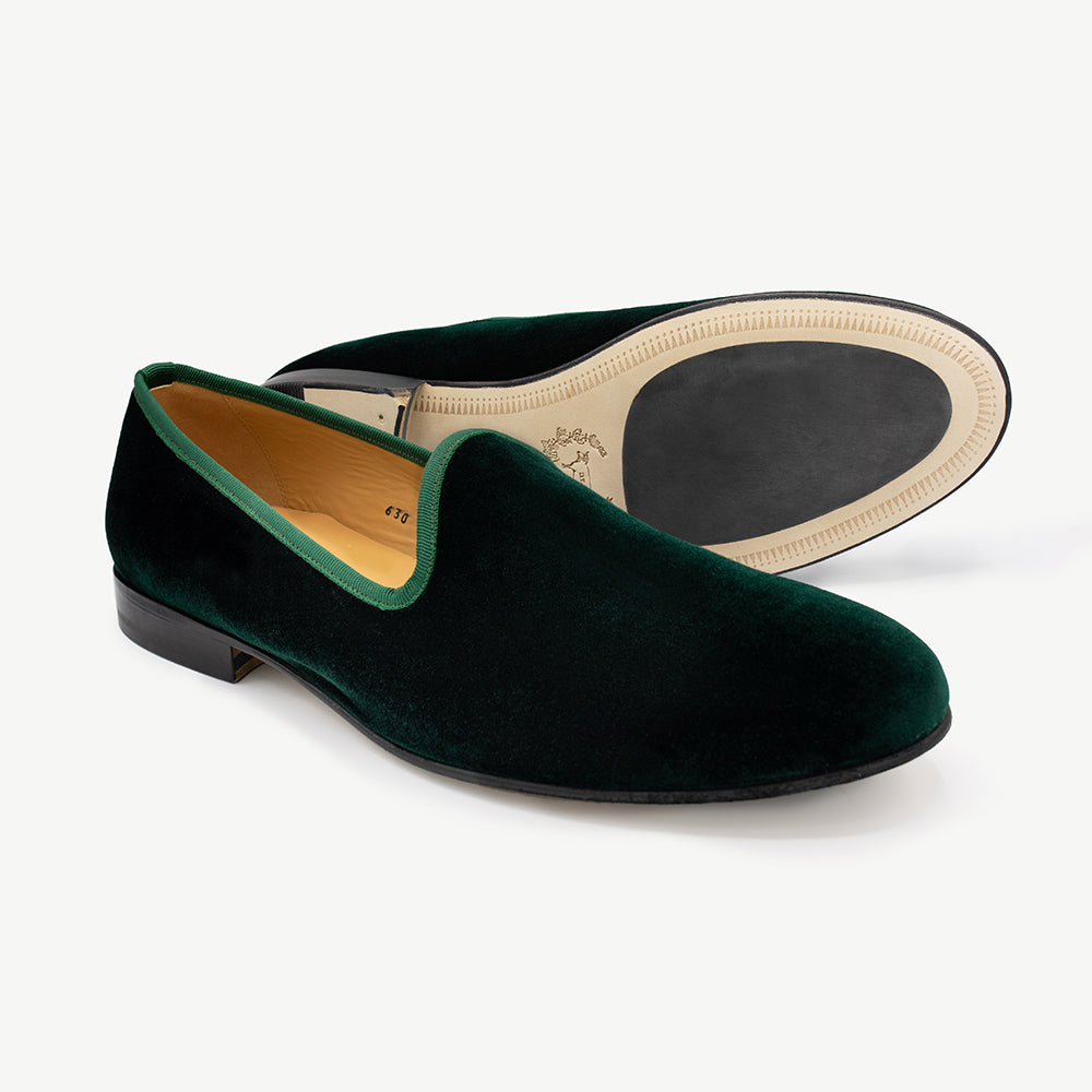Men's Green Velvet Slipper II | Over The Moon Men's Green Velvet Slipper II | Over The Moon