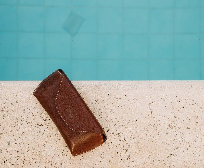 Hard Sunglass Case No. 251 | Vintage Chestnut Leather Eyewear Case