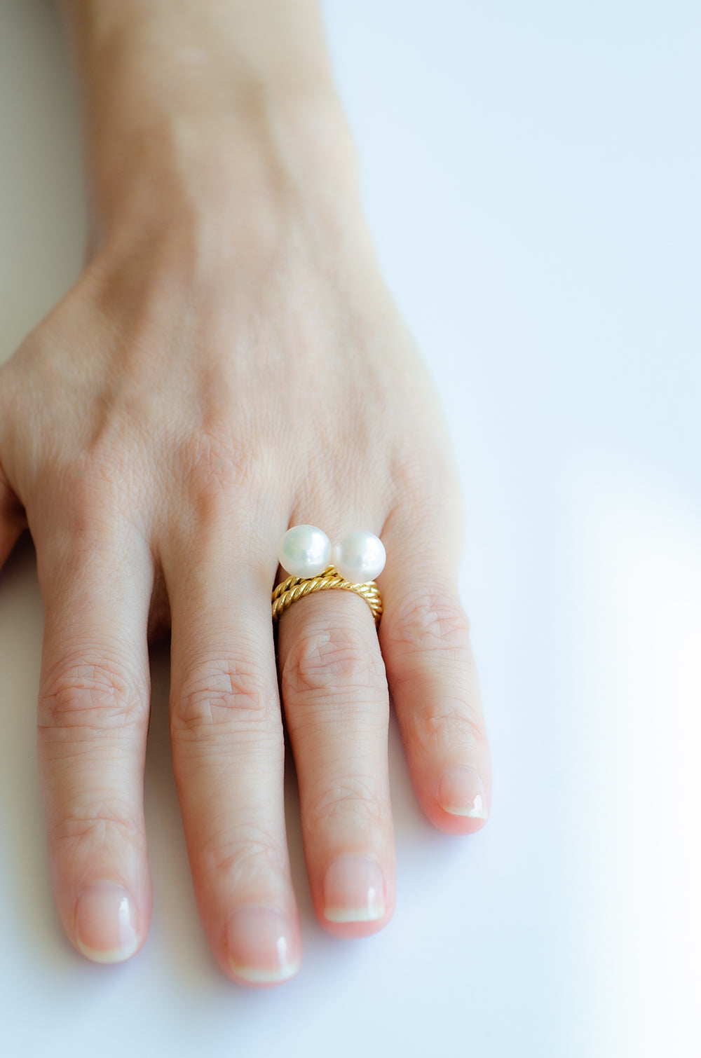 Akoya Pearl Gold Twisted Ring