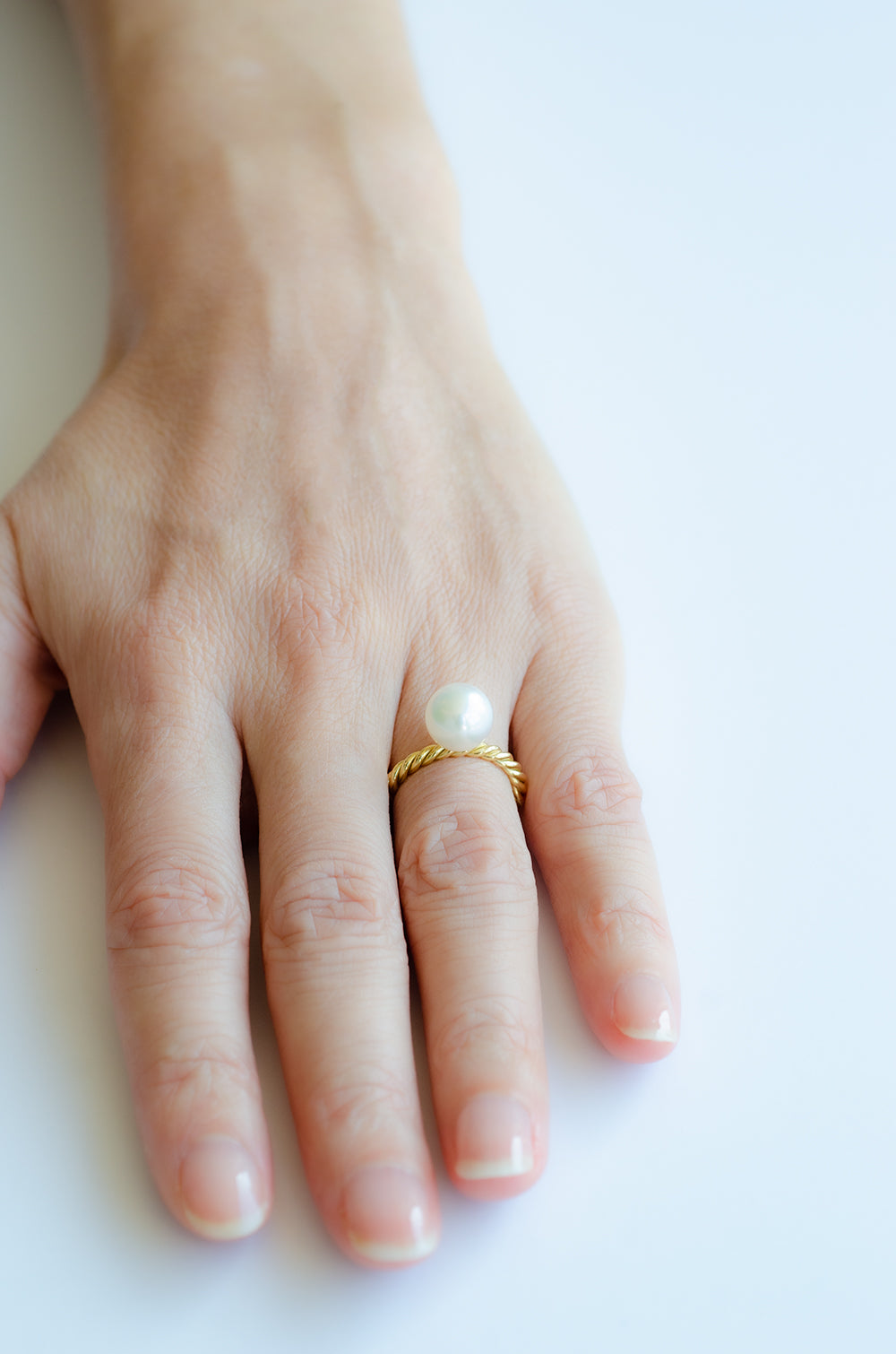 Akoya Pearl Gold Twisted Ring