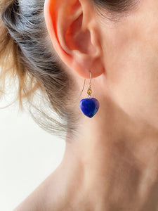 Petits Coeurs Lapis Lazuli & Sapphire Gold Earrings