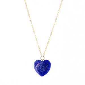 Lapis Lazuli Heart Pendant on Gold Chain