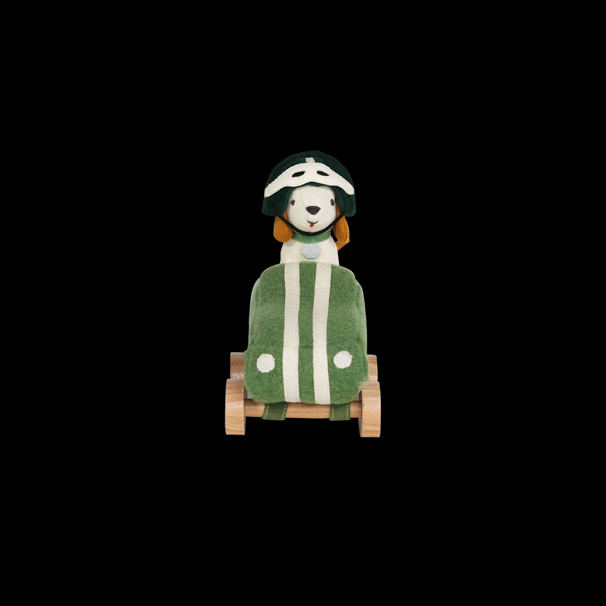 Olli Ella Holdie Dog-Go green racer car and dog driver front view