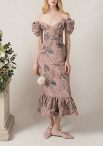 Serena Dress in Mauve Floral Batik