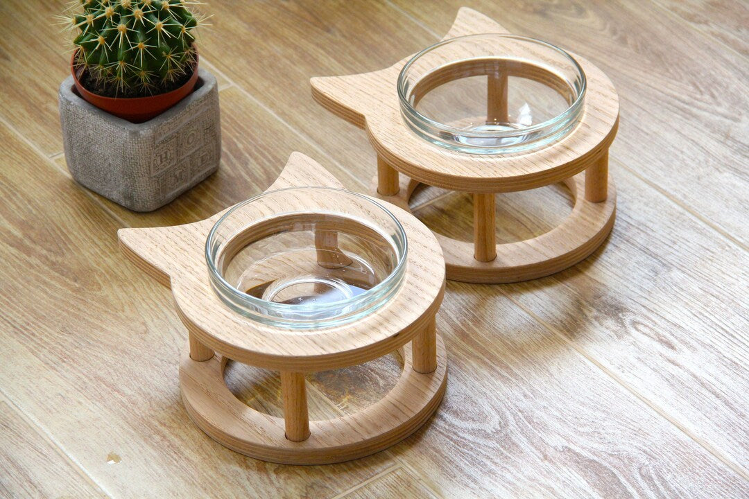 Cat Ears bowl stand (1pc) Cat feeder, cat furniture, Elevated pet bowl holder, cat food bowl, cat feeding station Cat bowl holder, cat gift