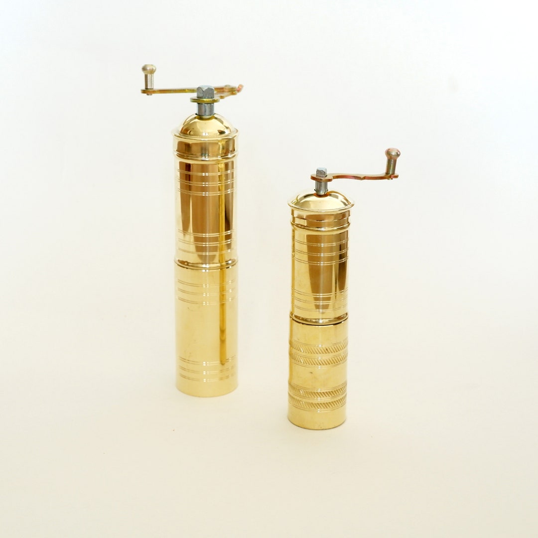Brass Pepper Grinder Unique Coffee Mill / Herb Grinder Set of 2