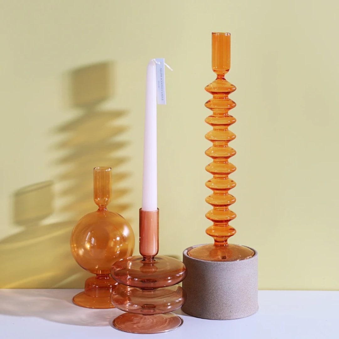 Colorful Glass Candlestick Holders