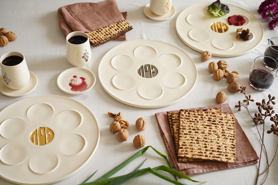 Ceramic Passover Seder Plate, Handmade in Israel