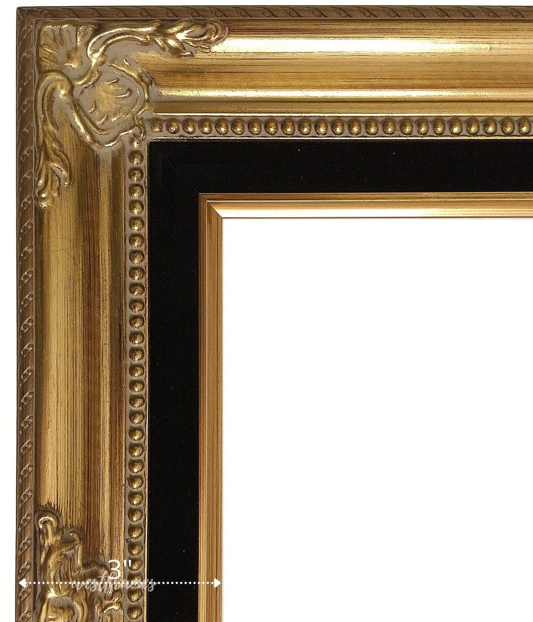 16"x20" Antique Gold Leaf Frame with black lining + Non-glare Plexi glass
