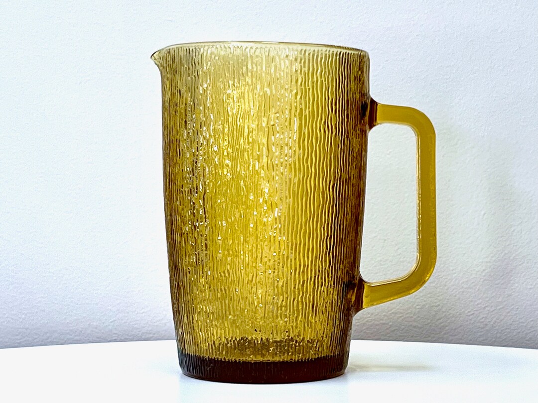 Crown Crystal / Kaaru Glass (New Zealand) 'Furrow' in Honeygold, from the Rustic range, Large Pitcher
