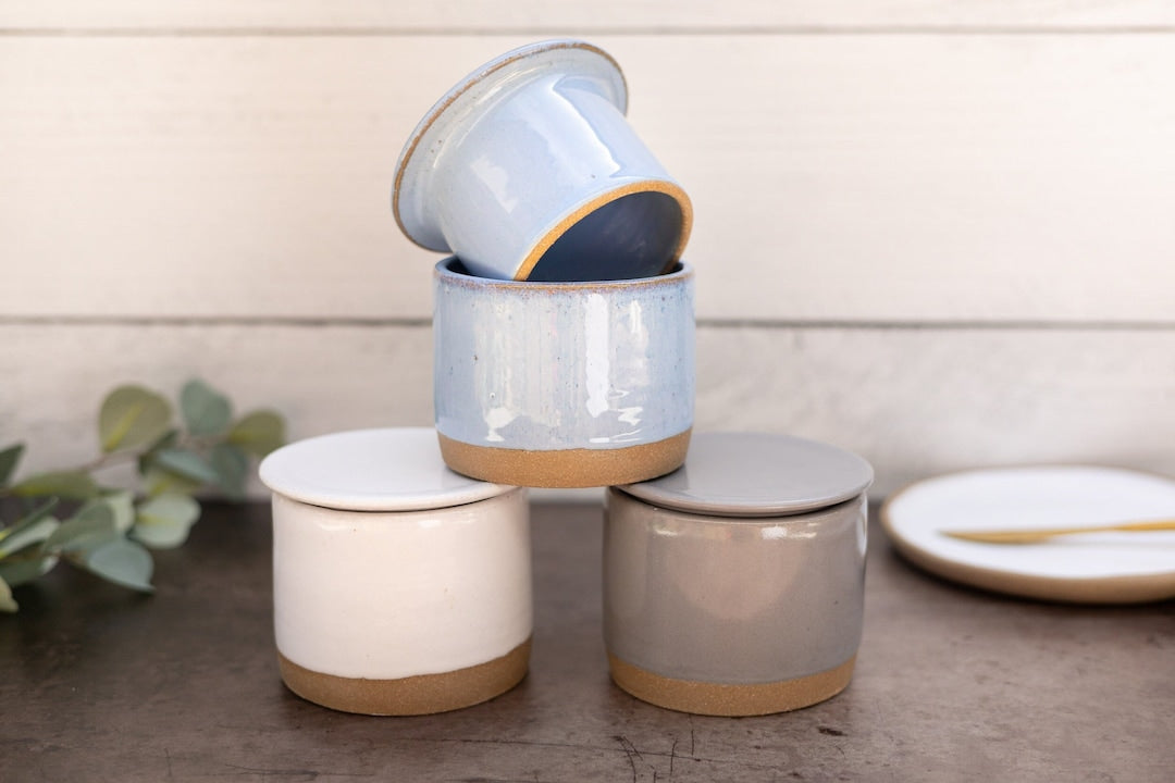 BLUE French Butter Crock Kitchen Decor Pottery French Butter Keeper Modern Rustic Handmade Housewarming Gift For Her 8 Styles | MADE TO ORDER