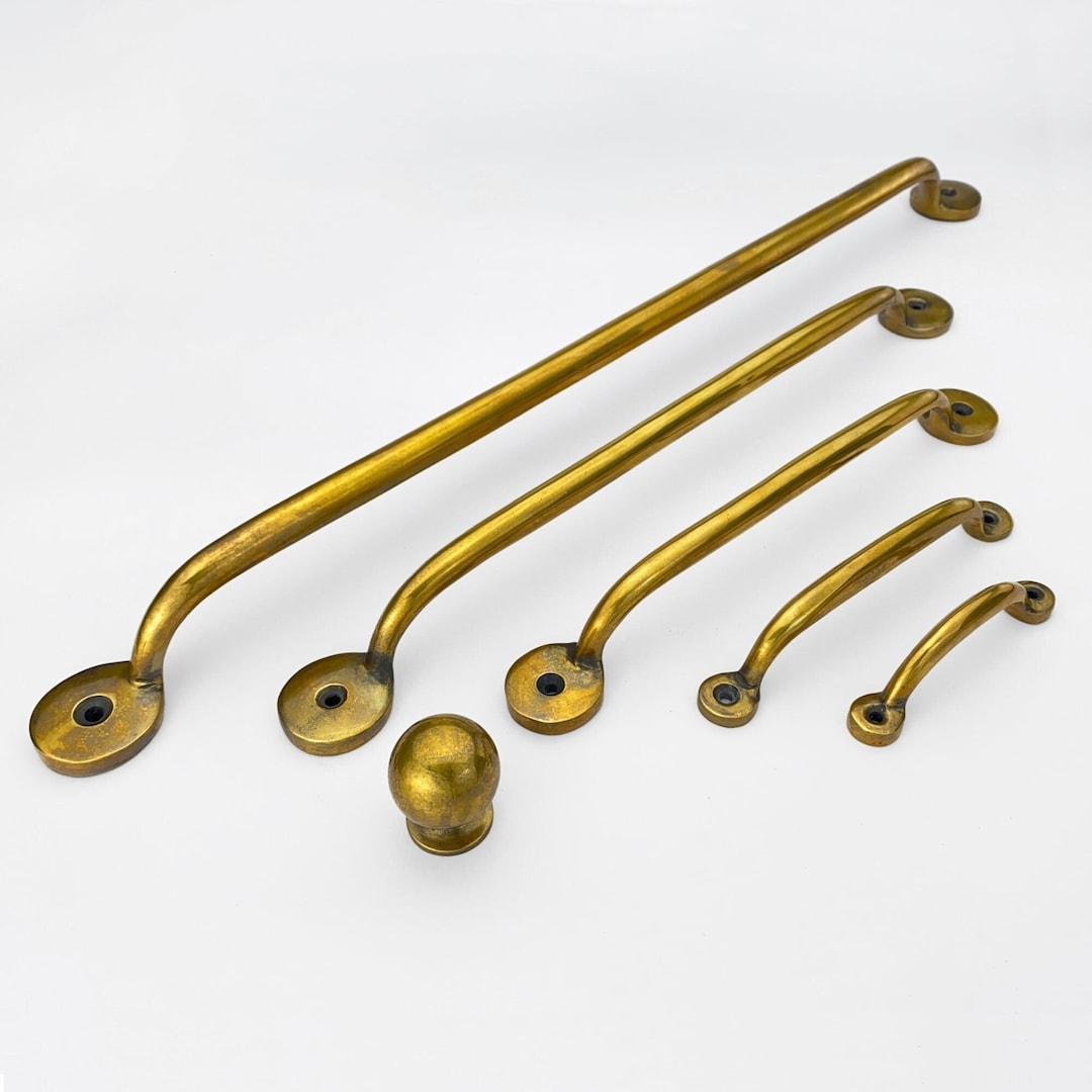 5" Unlacquered Antique Brass Bubble Handles