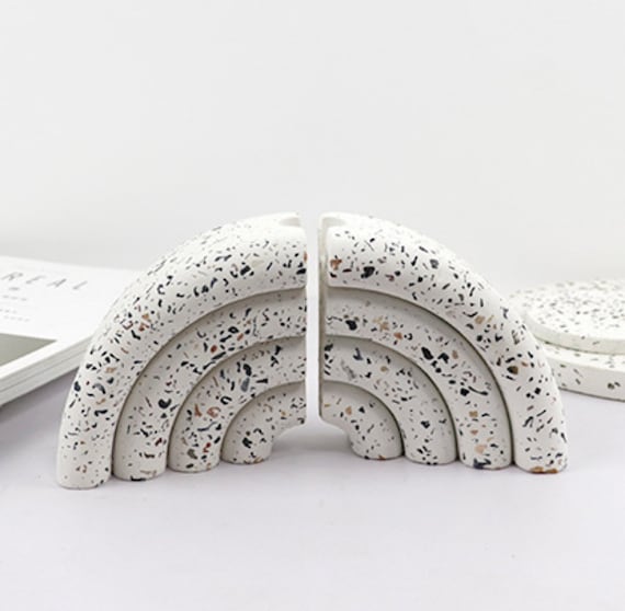 Arch Terrazzo Jesmonite Bookend,Terrazzo Bookends Set,Library Decor,Home Office Decor,Terrazzo,Interior Decoration,Housewarming gifts