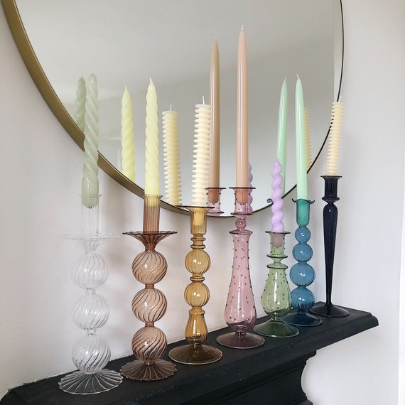 Colourful Abstract Glass Candlestick Holders Candle Vases