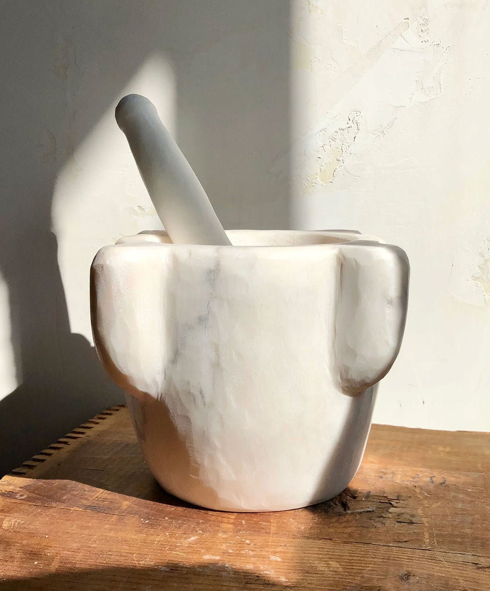 Blush Carrara Marble Mortar & Pestle Set
