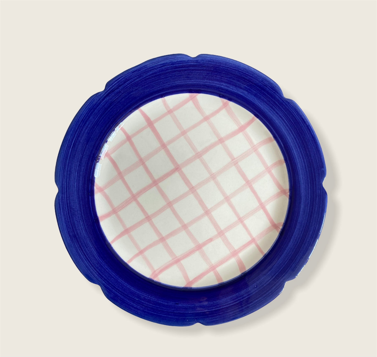 Hot Cakes Cake Stand in Navy & Pink Gingham