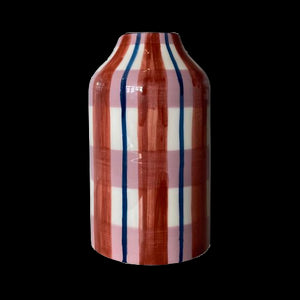 Genie In A Bottle Deco Vase In Lilac & Rust & Capri Blue Madras