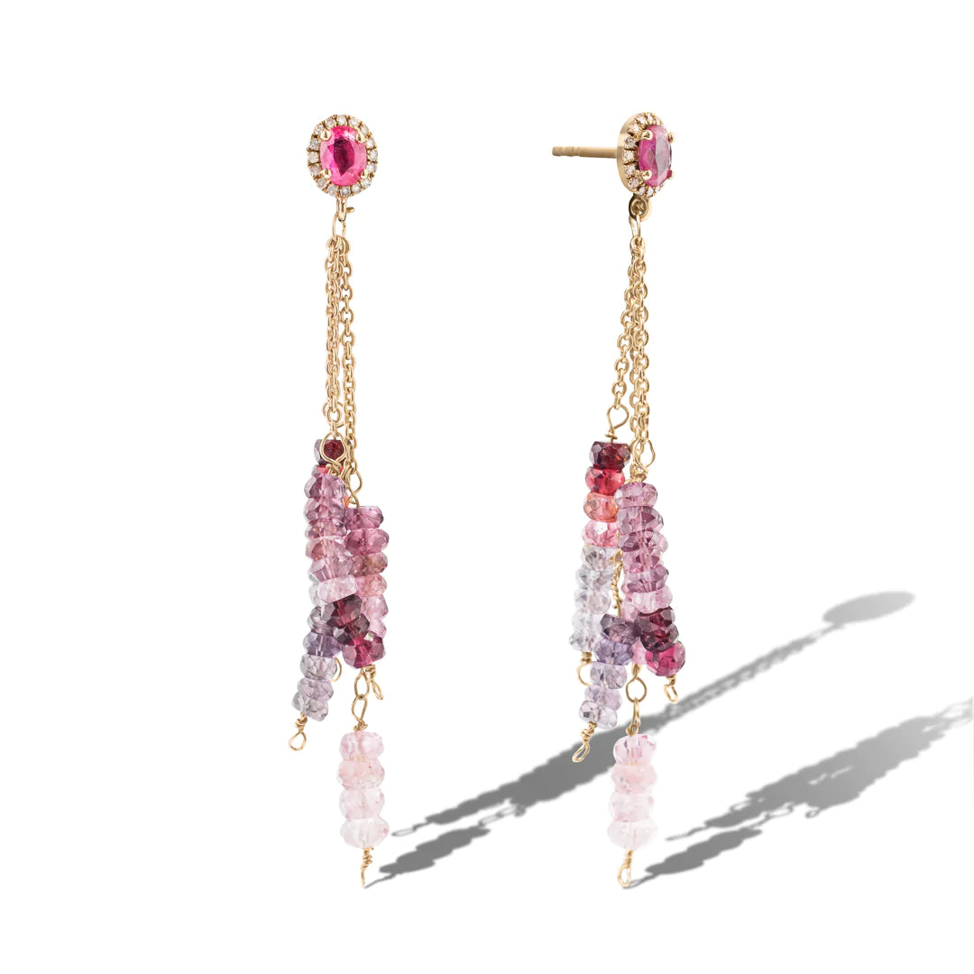 Ruby Gemburst Sangria Chain Studs