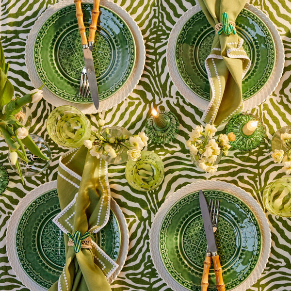 Maison Margaux Green Zebra Tablecloth