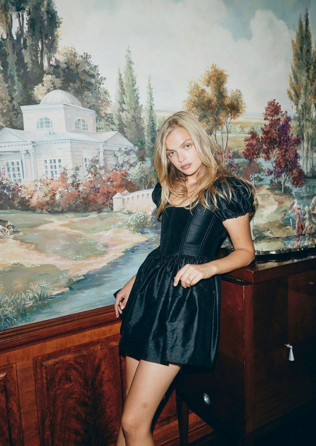 The Chloe Dress in Black Silk Dupioni Black / XS The Chloe Dress in Black Silk Dupioni Black / XS