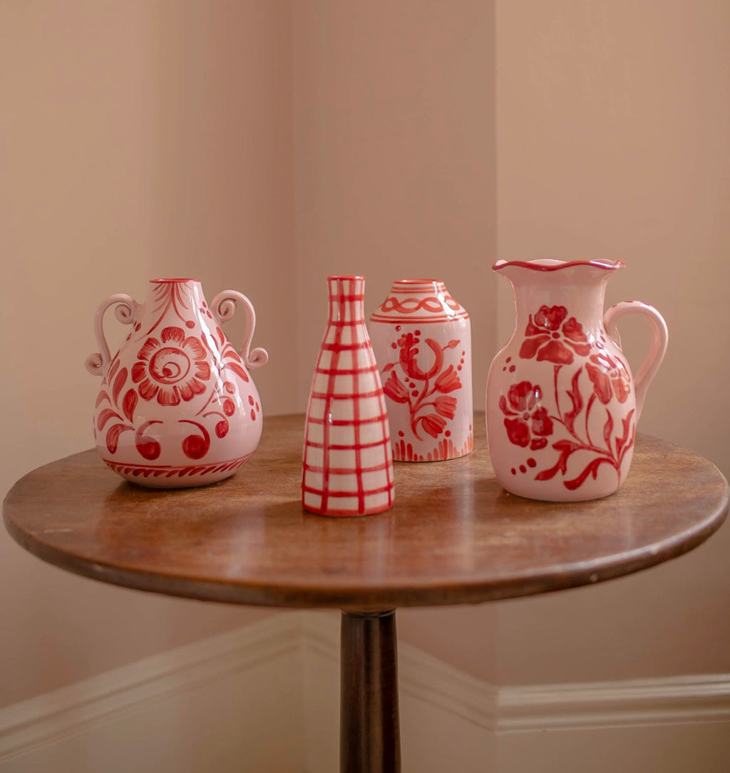 Genie in a Bottle Vase in Baby Lilac & Red Floral