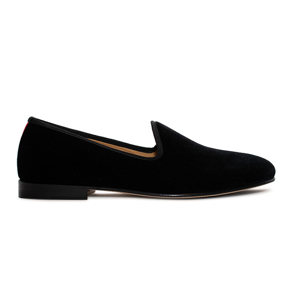 Del Toro Shoes - Men's Black Velvet Slipper II With Black Grosgrain Stripe, US 9 / EU 42 / Black / Tonal Heel Stripe Del Toro Shoes - Men's Black Velvet Slipper II With Black Grosgrain Stripe, US 9 / EU 42 / Black / Tonal Heel Stripe