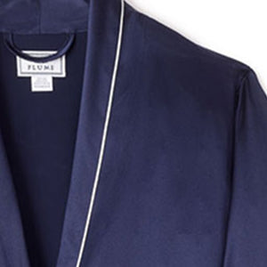 Women's Navy Silk Long Robe