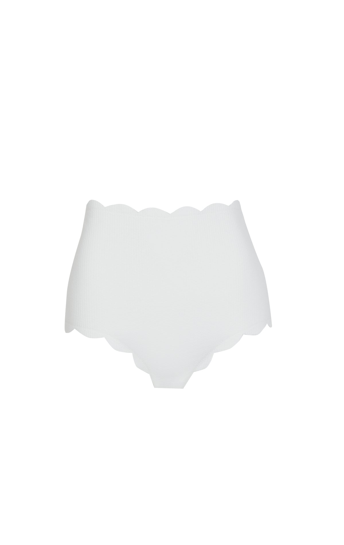Front view of the Santa Monica Bottom showcasing its high waist and scalloped edges against a white background