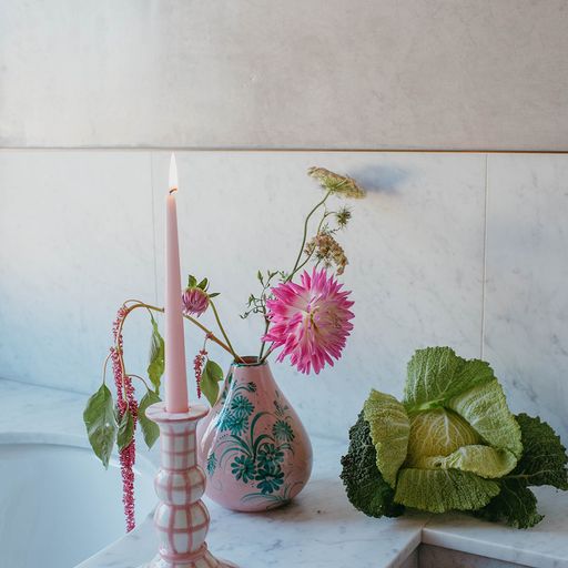 Drop It Like It's Hot Vase In Lilac & Green Floral Design