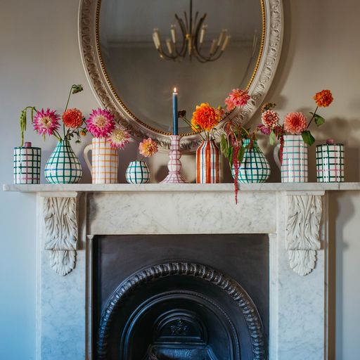 Genie In A Bottle Deco Vase In Lilac & Rust & Capri Blue Madras