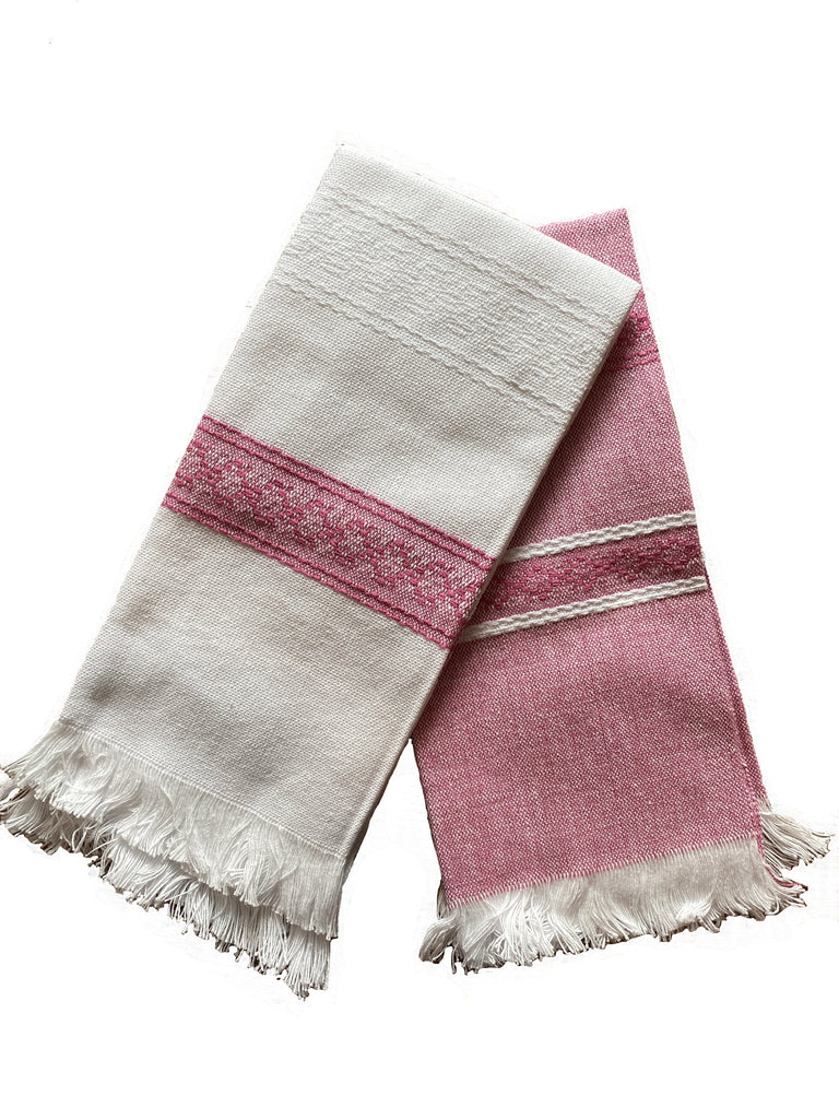 All Cotton Handwoven Towel in Pink