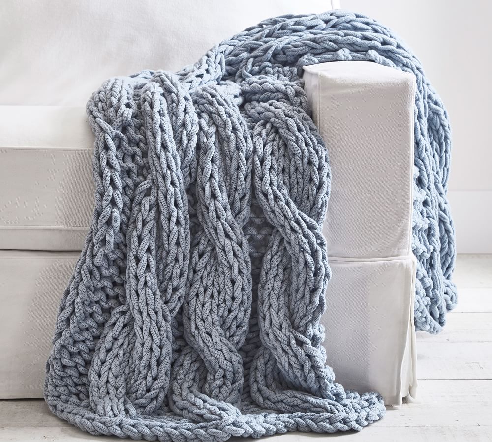 Colossal Handknit Throws - Chambray