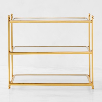 Antique Brass and Glass 3-Tiered Stand