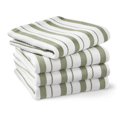 Classic Stripe Towels, Set of 4, Sage Green
