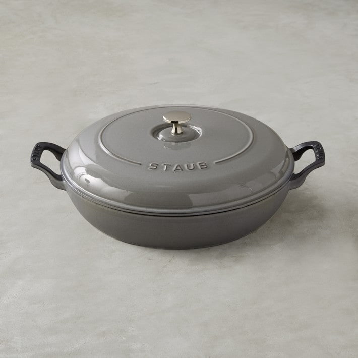 Staub Enameled Cast Iron Braiser, 3 1/2-Qt., Grey