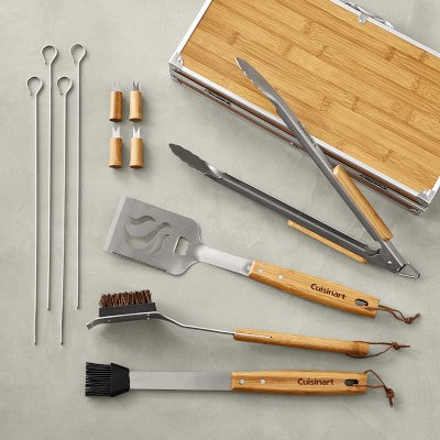 Cuisinart Bamboo Handled Grill Tools, 13 Piece Set