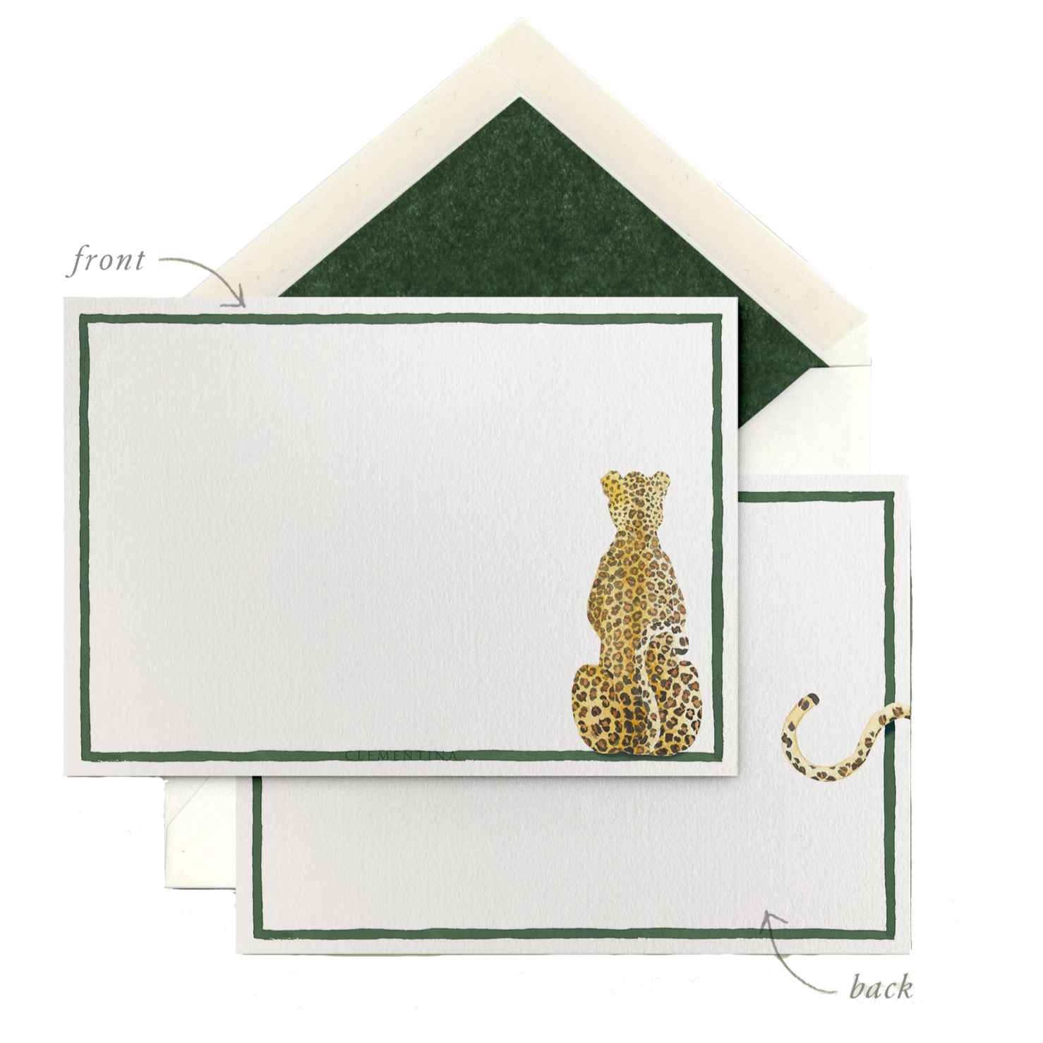 Leopard Stationery Cards, Personalized Set of 50