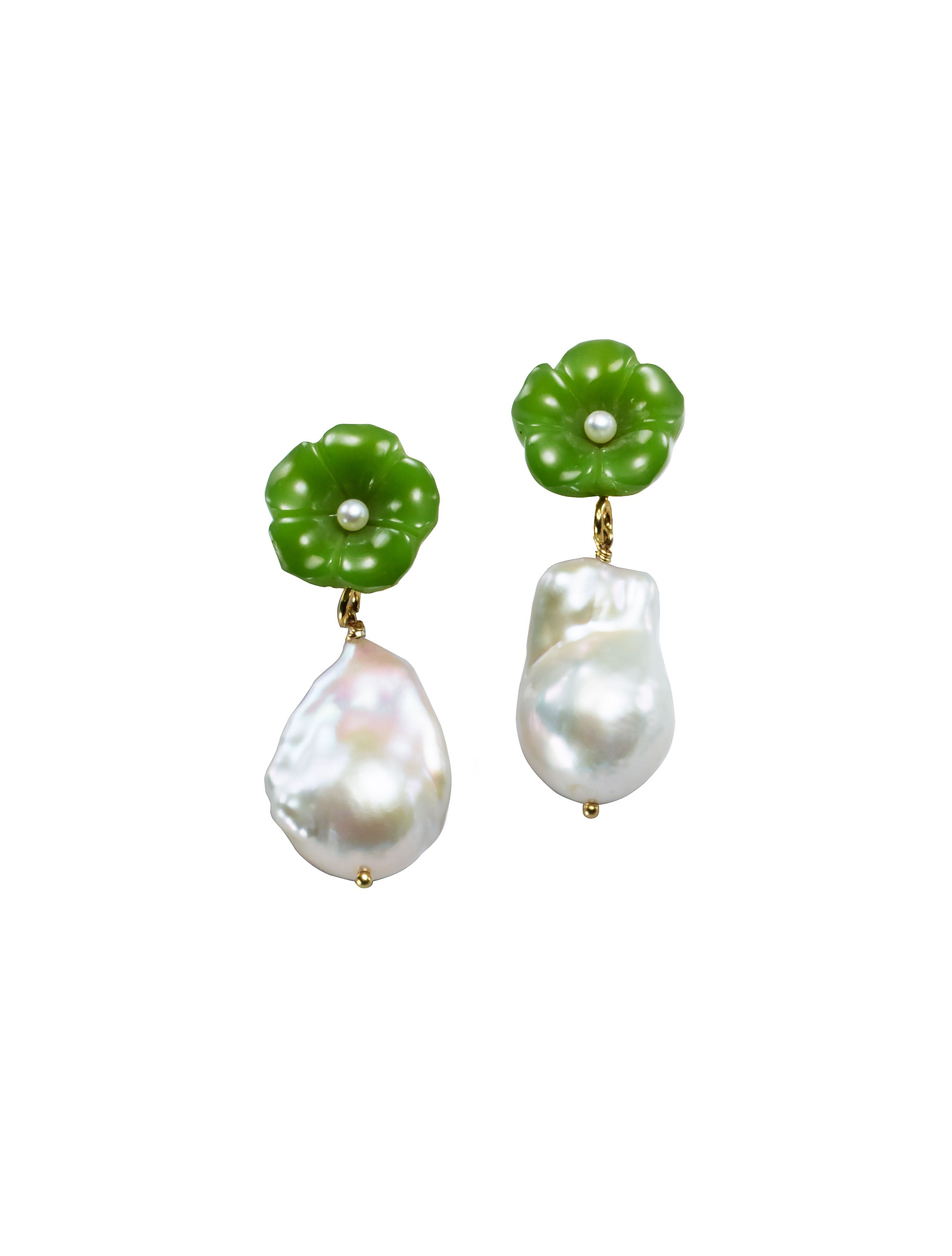 Pearl Drop Earrings in Jade