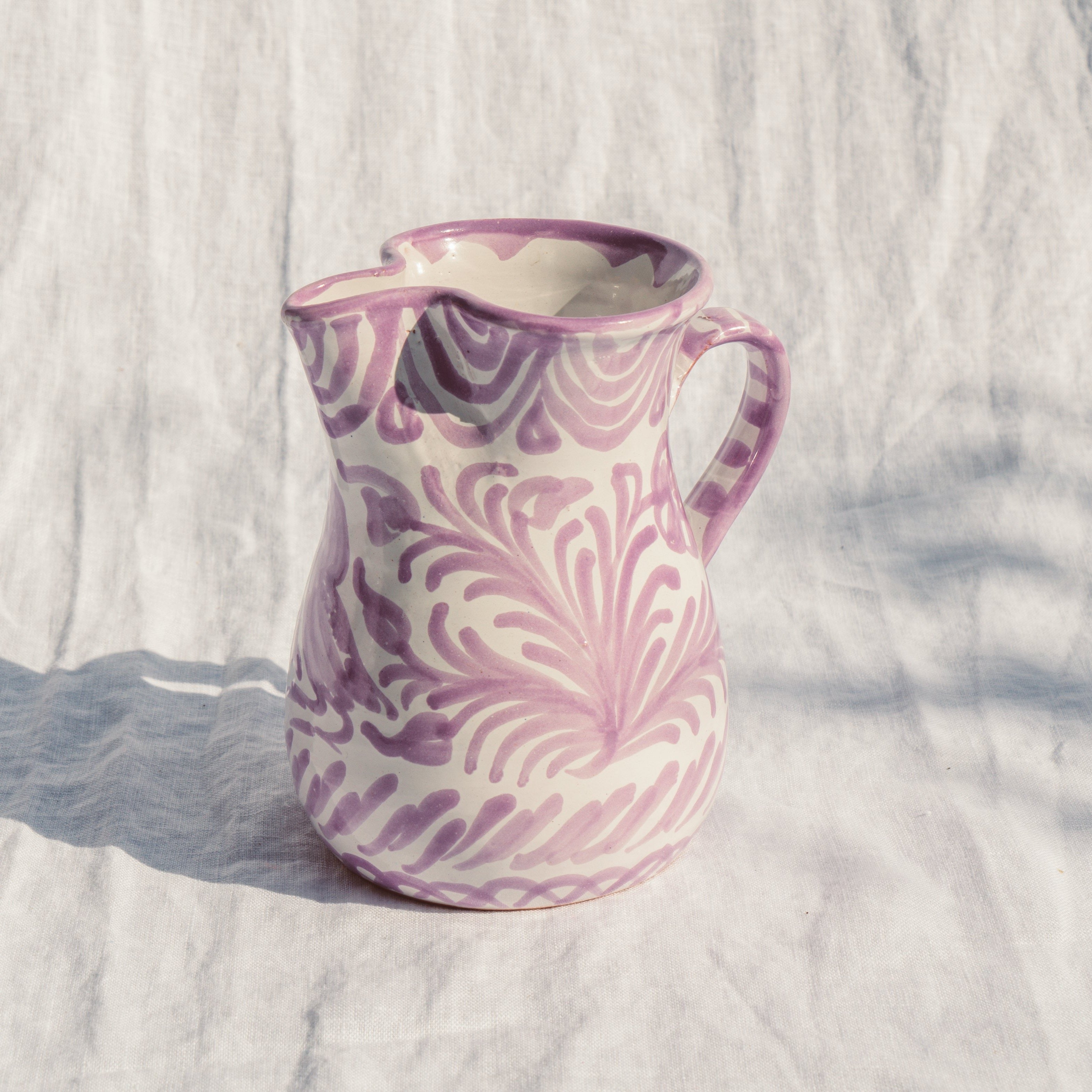 Small pitcher with hand painted designs (Lilac)