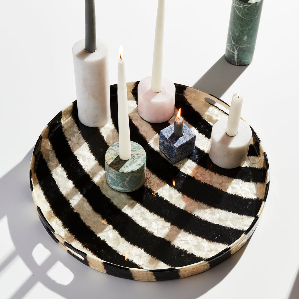 Column Candlestick in White Quartz