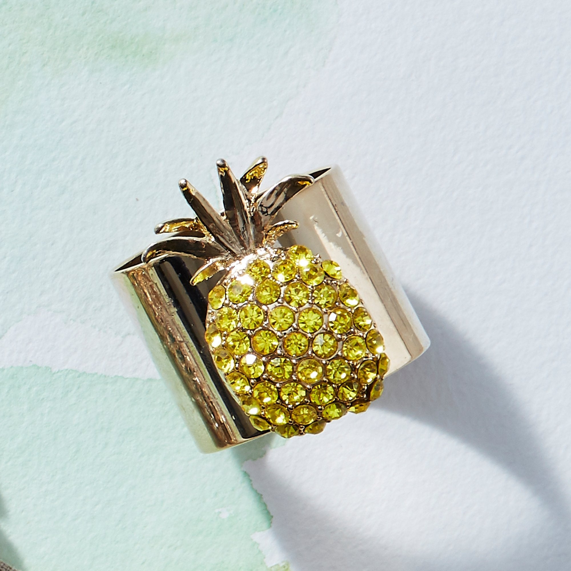 Pineapple Napkin Rings in Yellow, Set of Two
