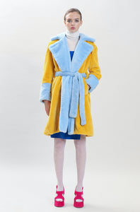 Juliette Faux Fur Coat in Yellow